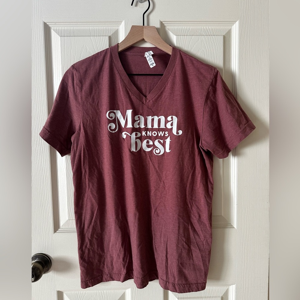 LMSS Little Mama Shirt Shop V-Neck Tee in Mauve